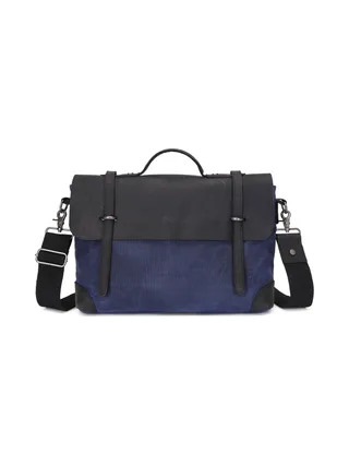 DAN - Sacoche en cuir véritable et toile enduite - Bleu 1