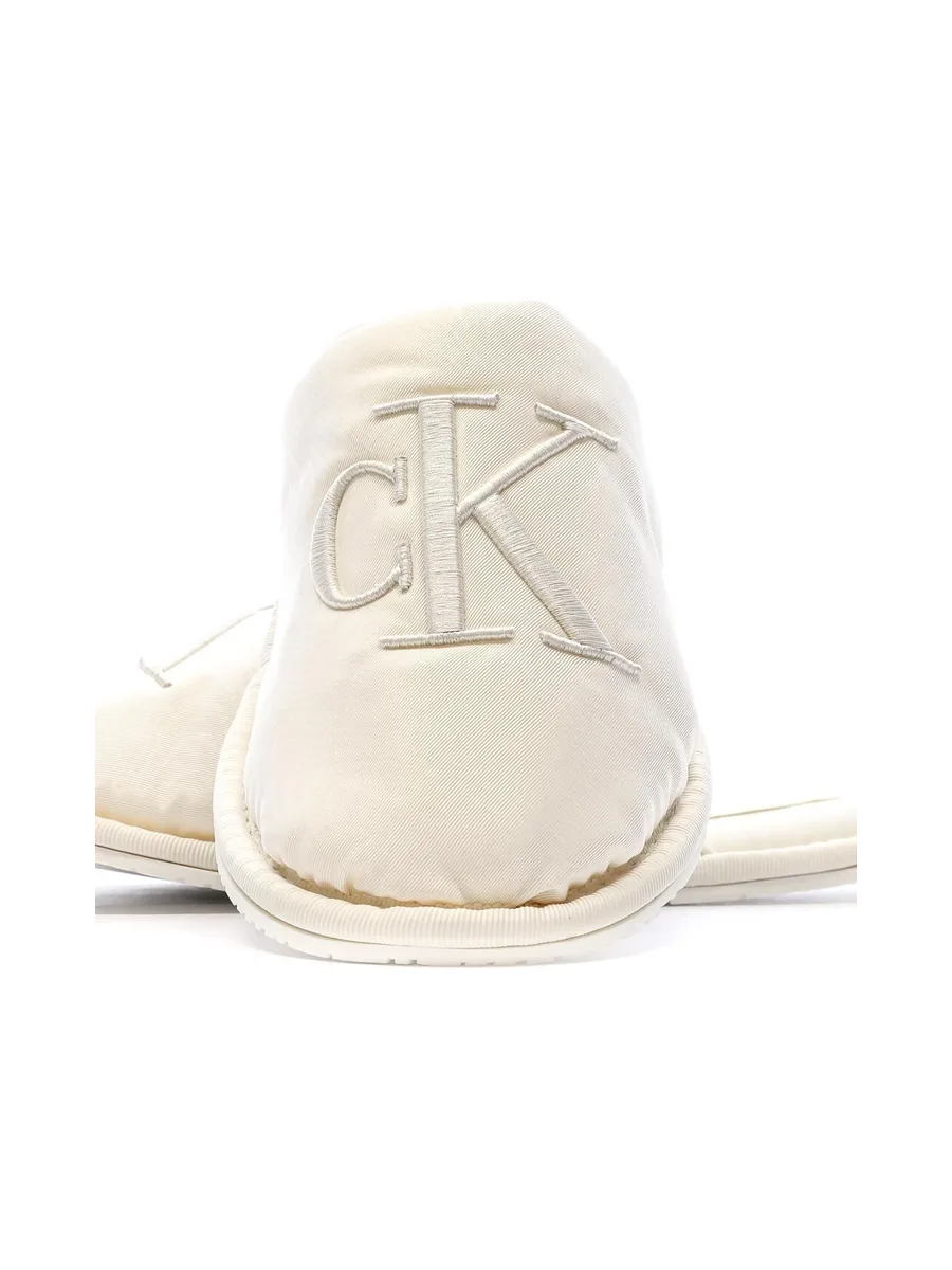 Chaussons Blanc Femme Calvin Klein Jeans Slipper Satin Moire 7