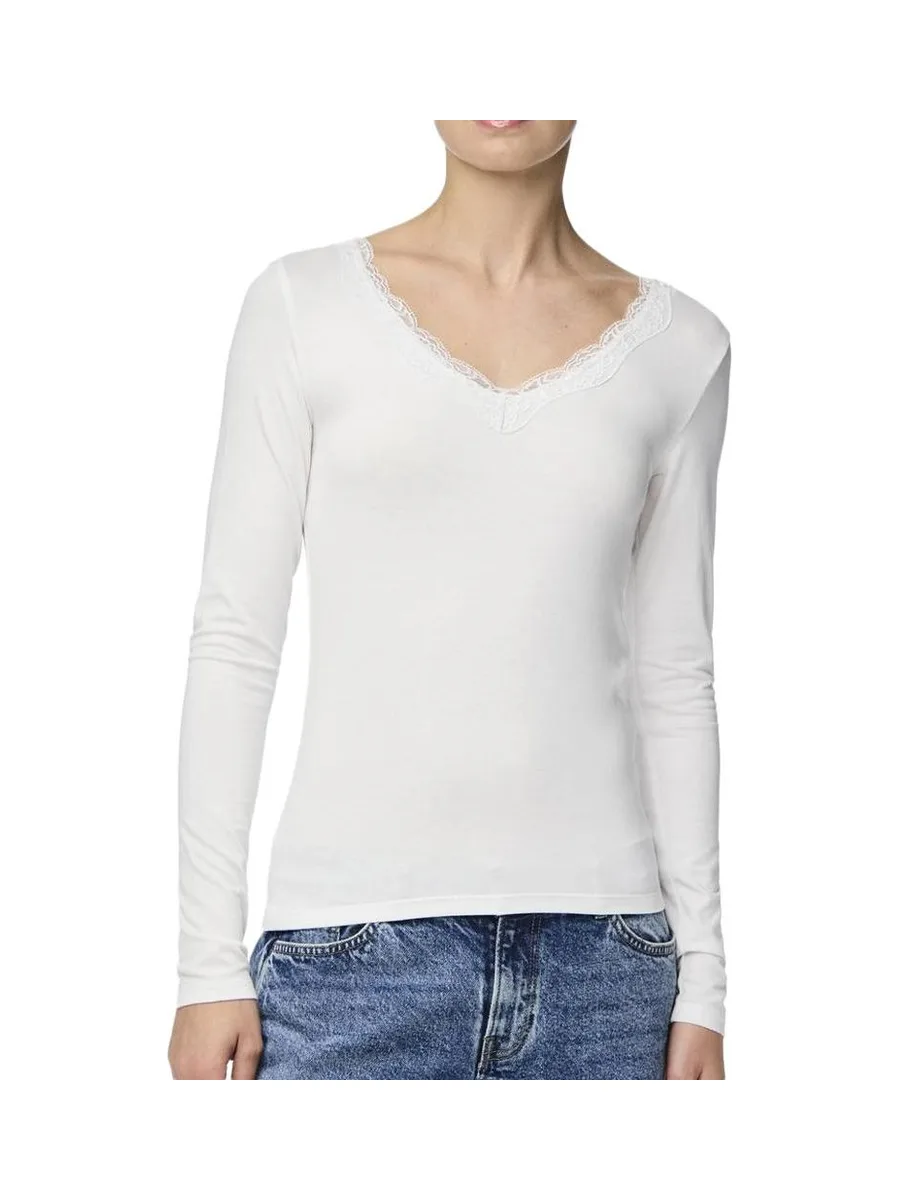 T-Shirt Blanc Femme Pieces Pcbarbera 2