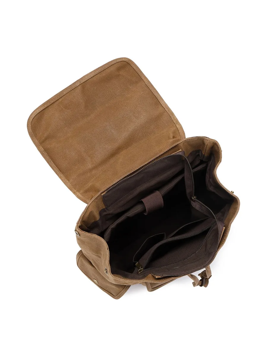 BILL - Sac à dos en cuir véritable et toile enduite - Bleu 48