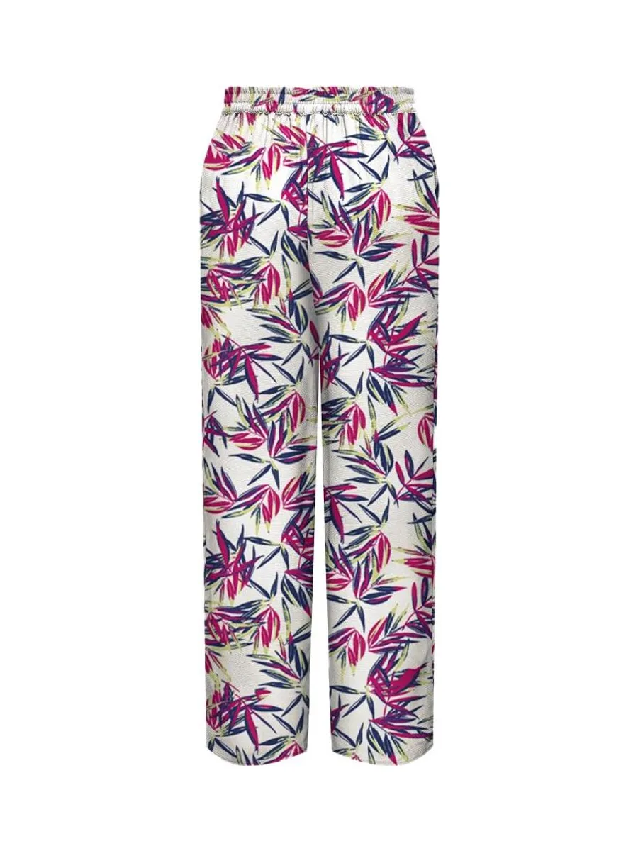 Pantalon Blanc/Vert/Rose Femme Only Nova Life Palazzo 2