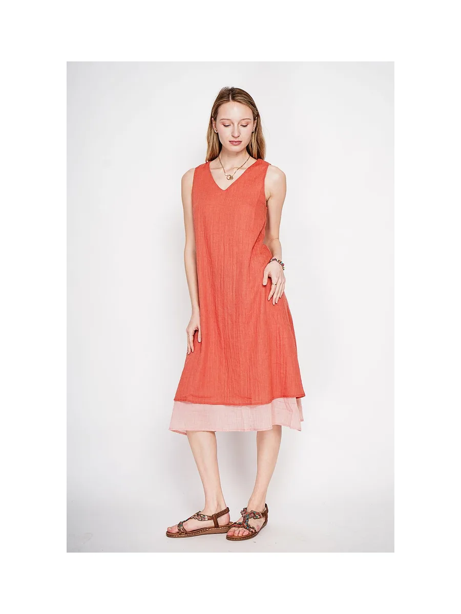 Robes doublé décontractées col v  S/M 20