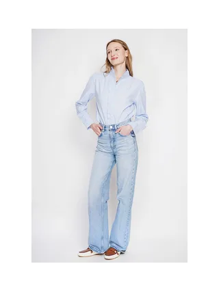 Chemise col montant rayée à manches longues boutonnée devant 3