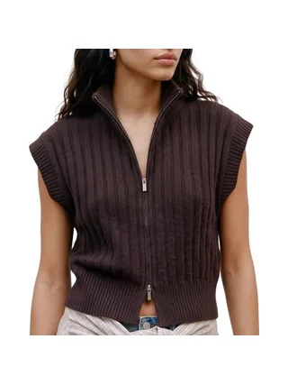 Gilet sans manches maille femme Marron Vero Moda Highneck 1