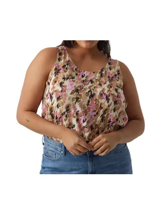 Débardeur Imprimé Beige/Rose Femme Vero Moda CURVE Tigers Eye 1
