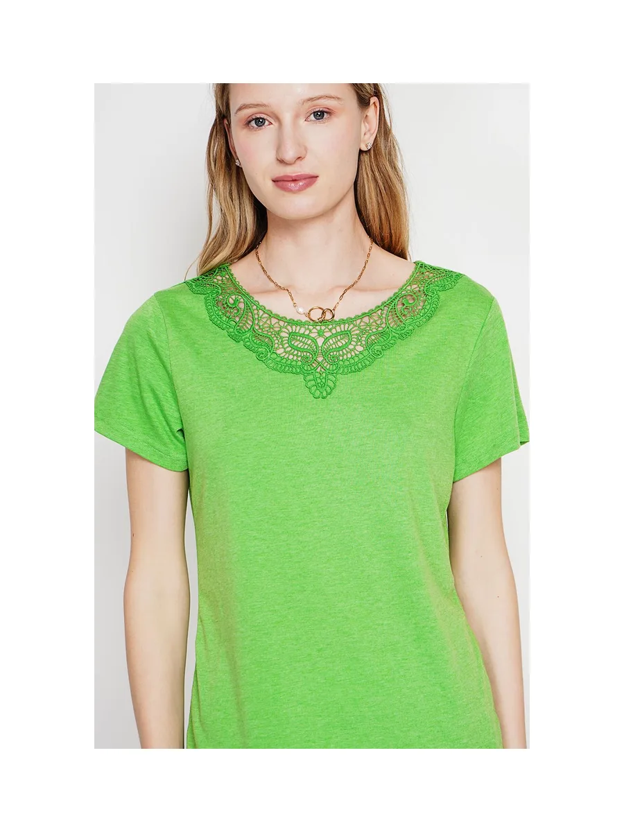 T-shirt col rond manches court dentelle 12