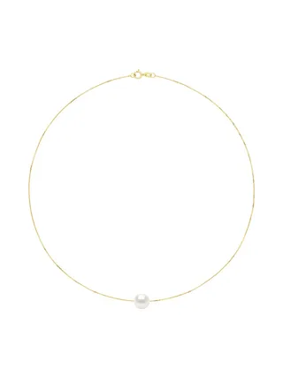 Collier Véritable Perle d'Eau Douce Ronde 9-10 mm — Or Jaune 375 Millièmes — 42 cm 2