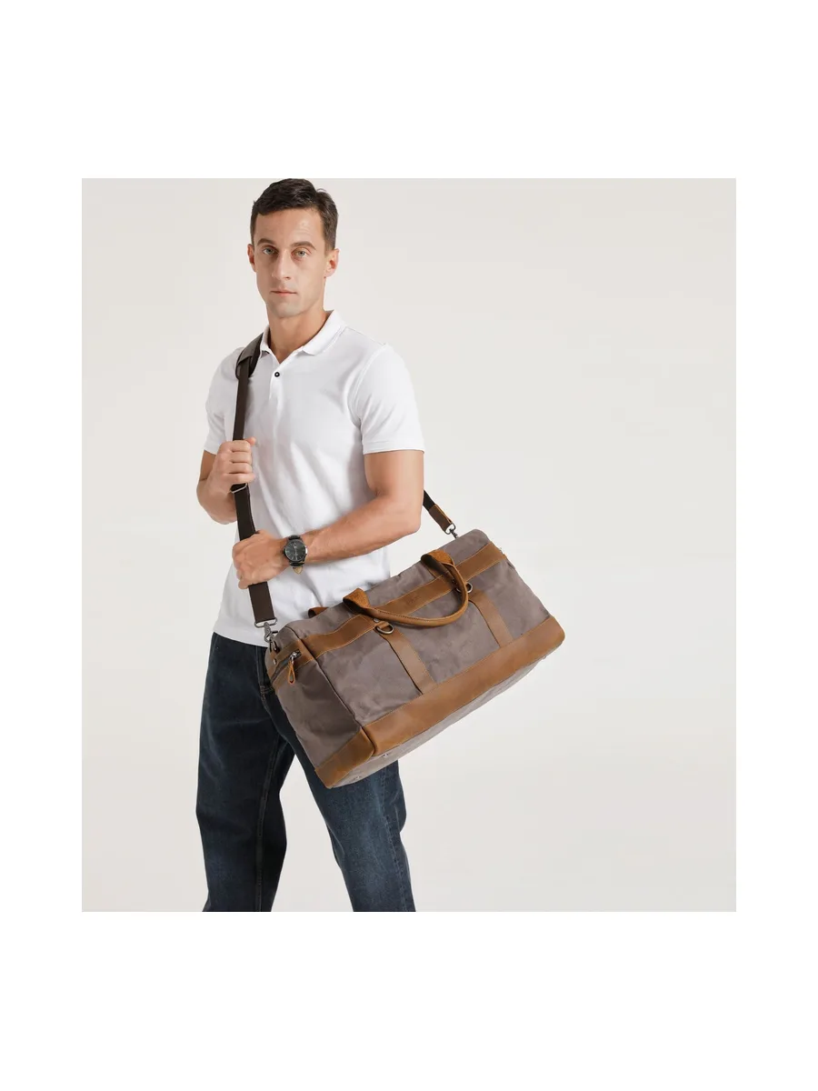 VLAD - Sac de voyage en cuir véritable et toile enduite - Bleu 51