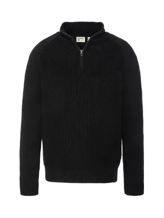 Pull 1/4 zip Noir Homme Schott Plali 1