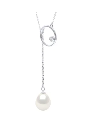 Collier Maille Forçat Véritables Perles d'Eau Douce 9 mm — Argent 925 Millièmes Rhodié — 42 cm 1
