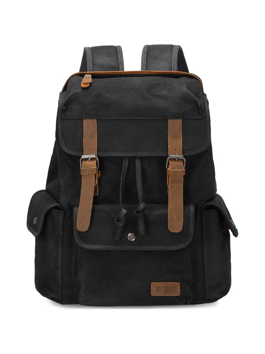 BILL - Sac à dos en cuir véritable et toile enduite - Bleu 59