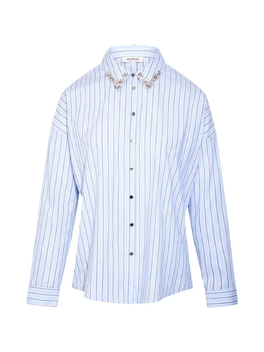 Chemise Oversize Bleu Femme Morgan Popeline 2