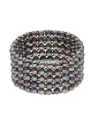 Bracelet 5 Rangs Véritables Perles d'Eau Douce 4 mm — 18 cm 1