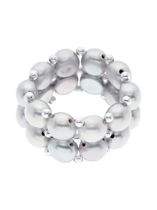 Bague 2 Rangs Véritables Perles d'Eau Douce 4 mm 2