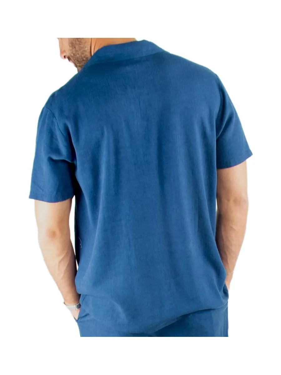 Chemise Marine Homme Paname Brothers Lin Ficelle 3
