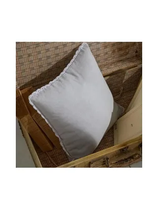 Coussin déhoussable finition dentelle coton uni TODAY CHARME 1