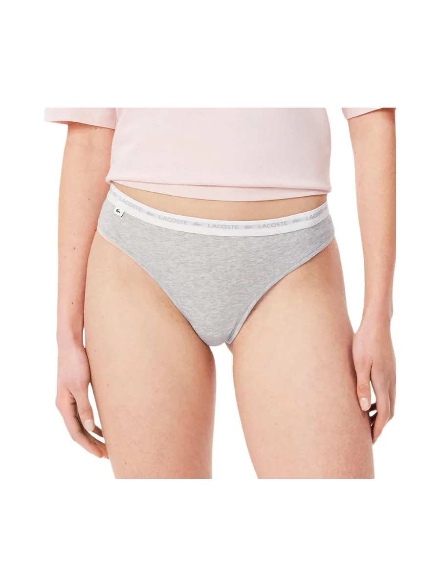 X3 Strings Gris/Noir Femme Lacoste Coton Stretch 3