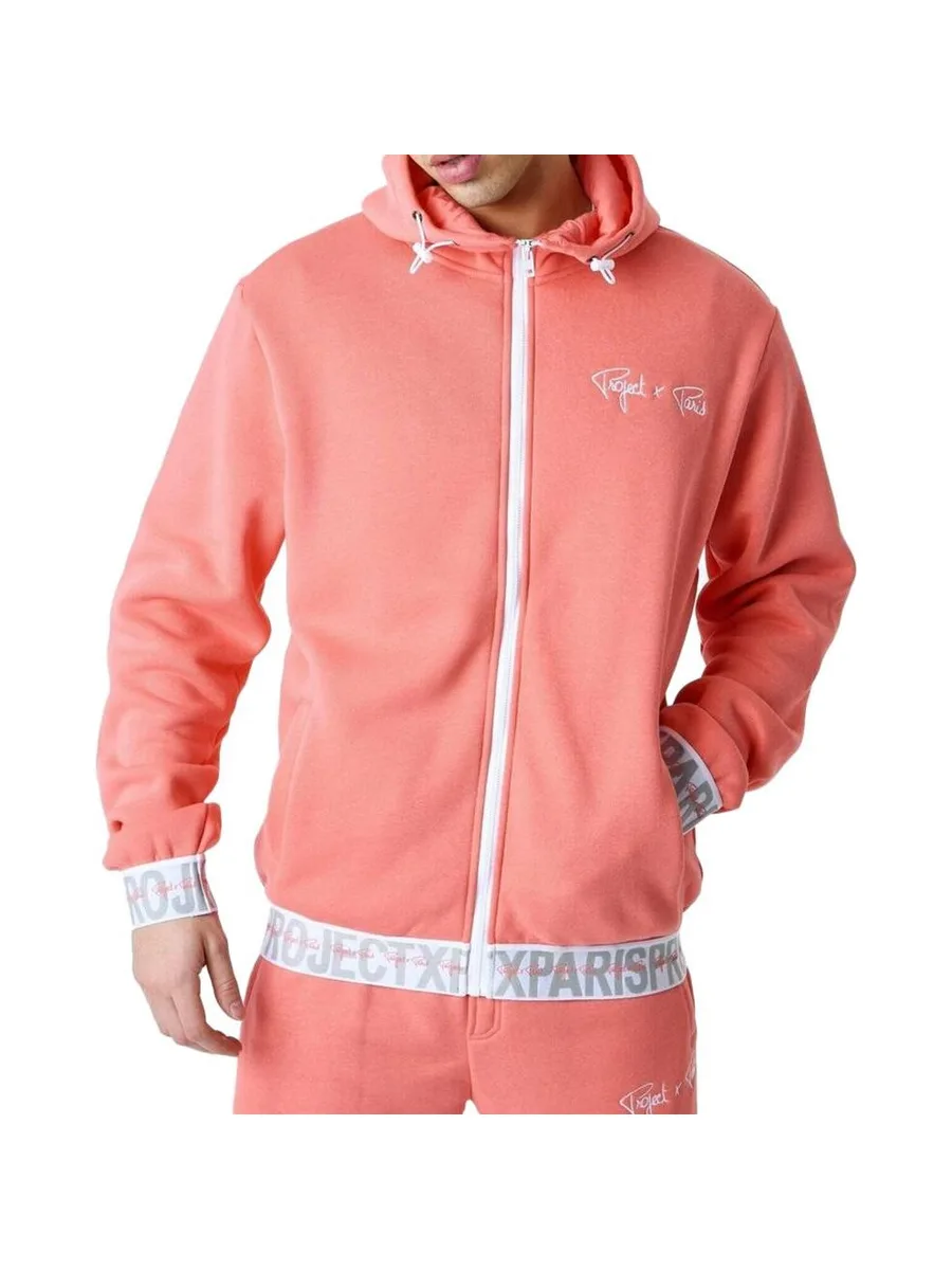 Sweat à Capuche Zippé Rose Homme Project X Paris Logote 2