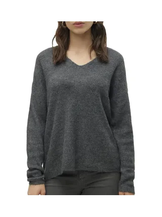 Pull Gris Foncé Femme Vero Moda Crew 1