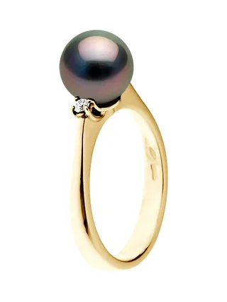 Bague Véritable Perle de Tahiti Ronde 8-9 mm — Or Jaune 375 Millièmes 1