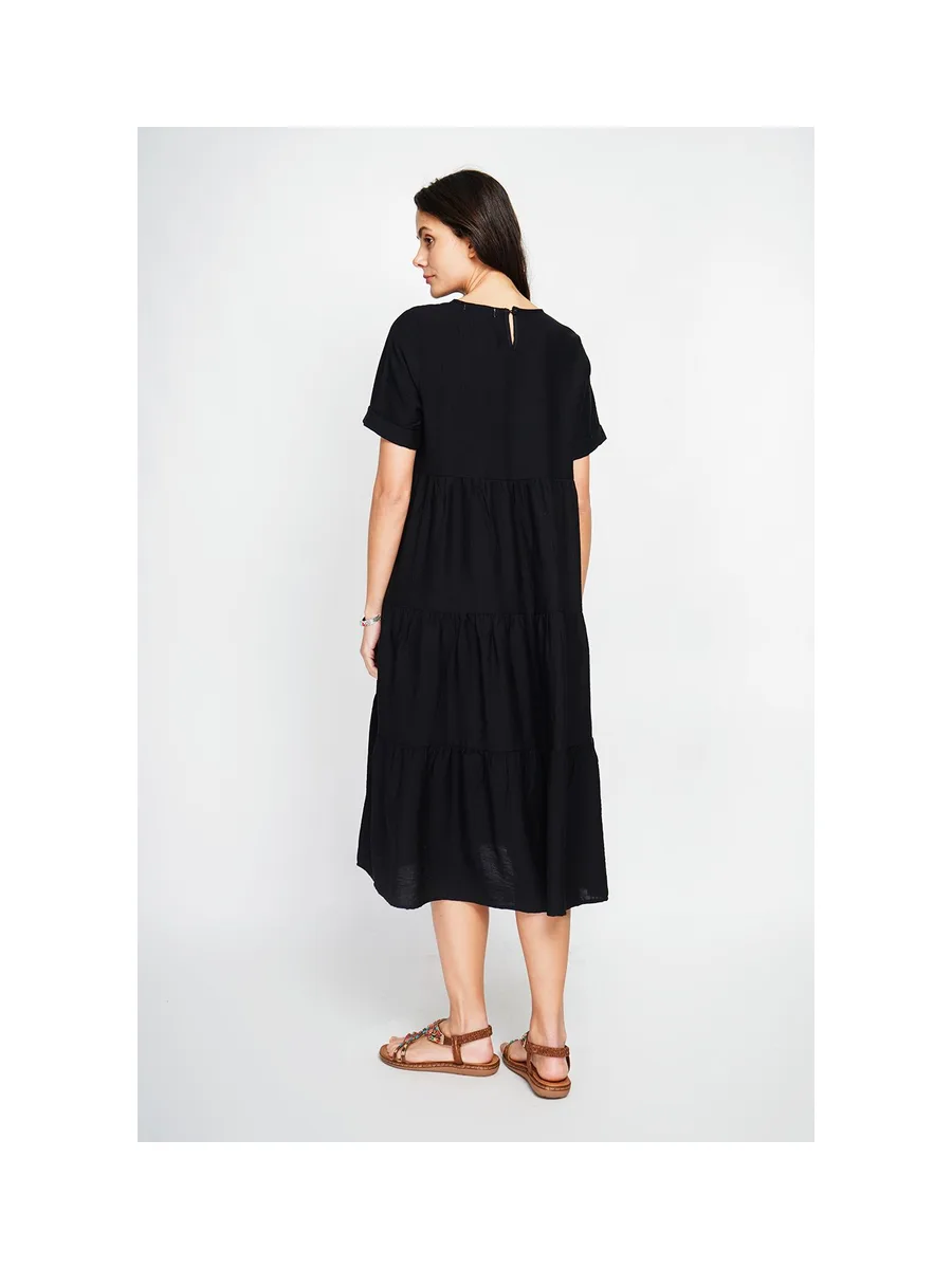Robe longue coupe babydoll à manches courtes 12