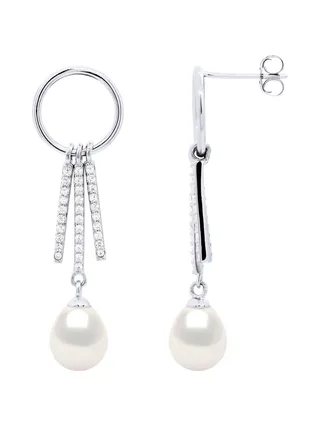 Boucles d'Oreilles Véritable Perle d'Eau Douce Poire 7-8 mm — Argent 925 Millièmes Rhodié 3