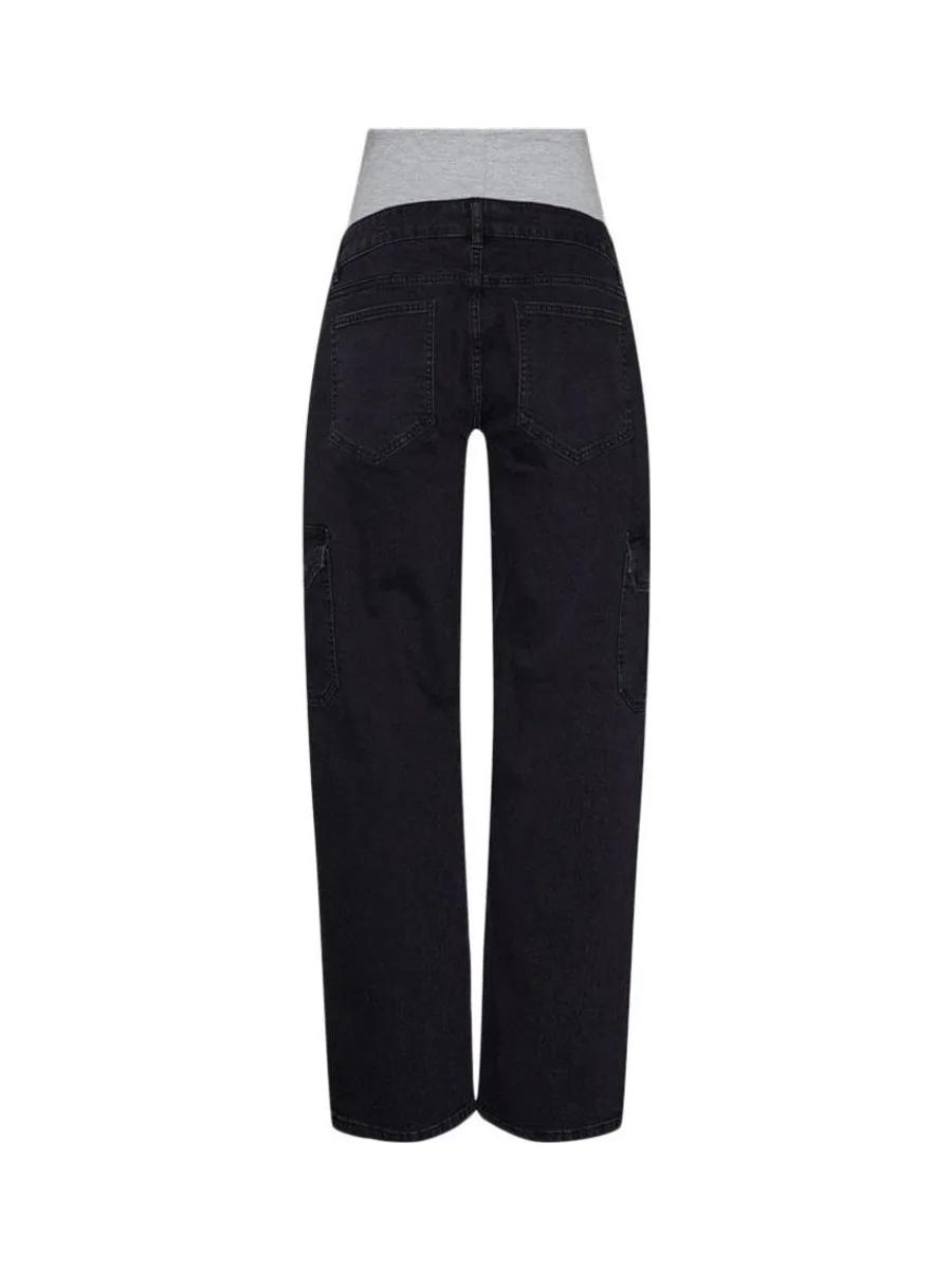 Jeans Cargo Noir Femme Mamalicous Wide Leg 2