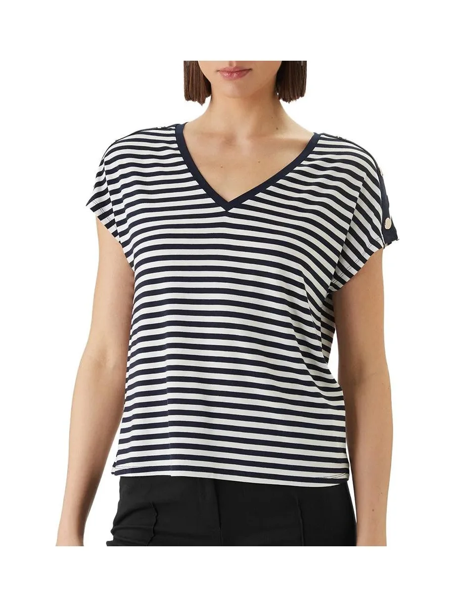 T-Shirt Blanc/Marine Femme Morgan DIVA 1
