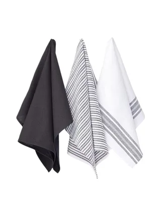 Lot De 3 Torchons Imprimé Noir Today Essential 1