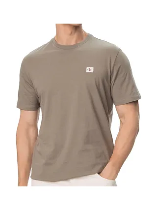 Lot de 2 T-shirts Blanc/Taupe Homme Calvin Klein Jeans Ss Badge 2