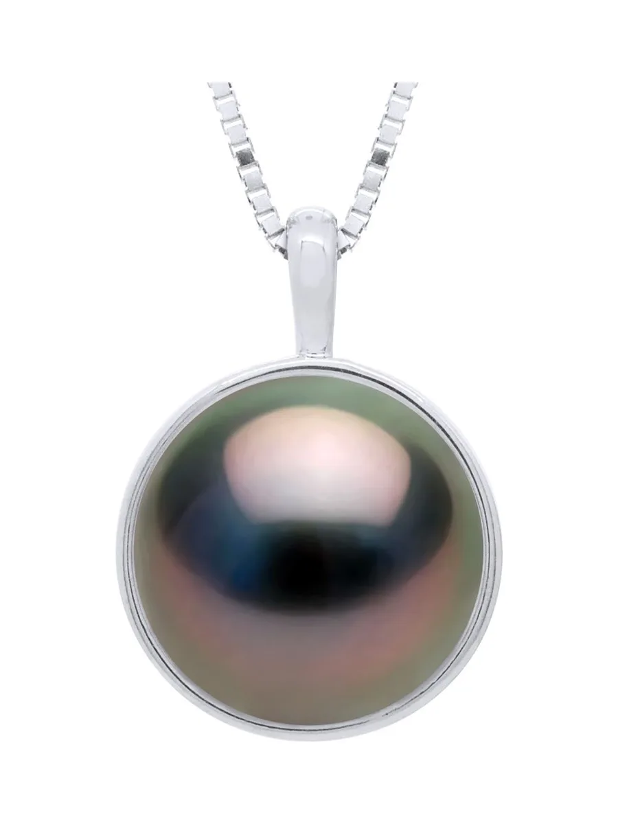 Pendentif Bélière Véritable Perle de Tahiti Ronde 10-11 mm — Or Jaune 375 Millièmes 1