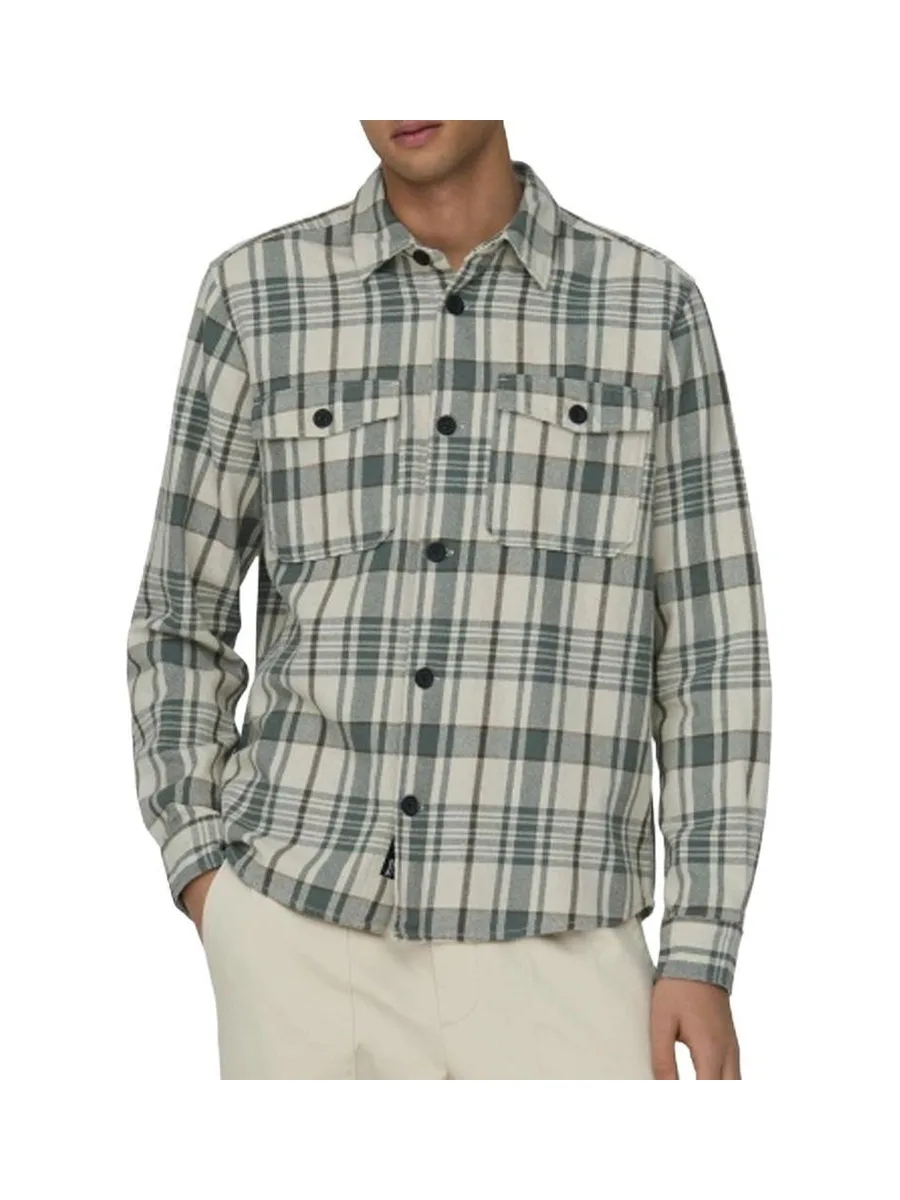 Chemise Beige/Verte Homme Only & Sons Milo 2