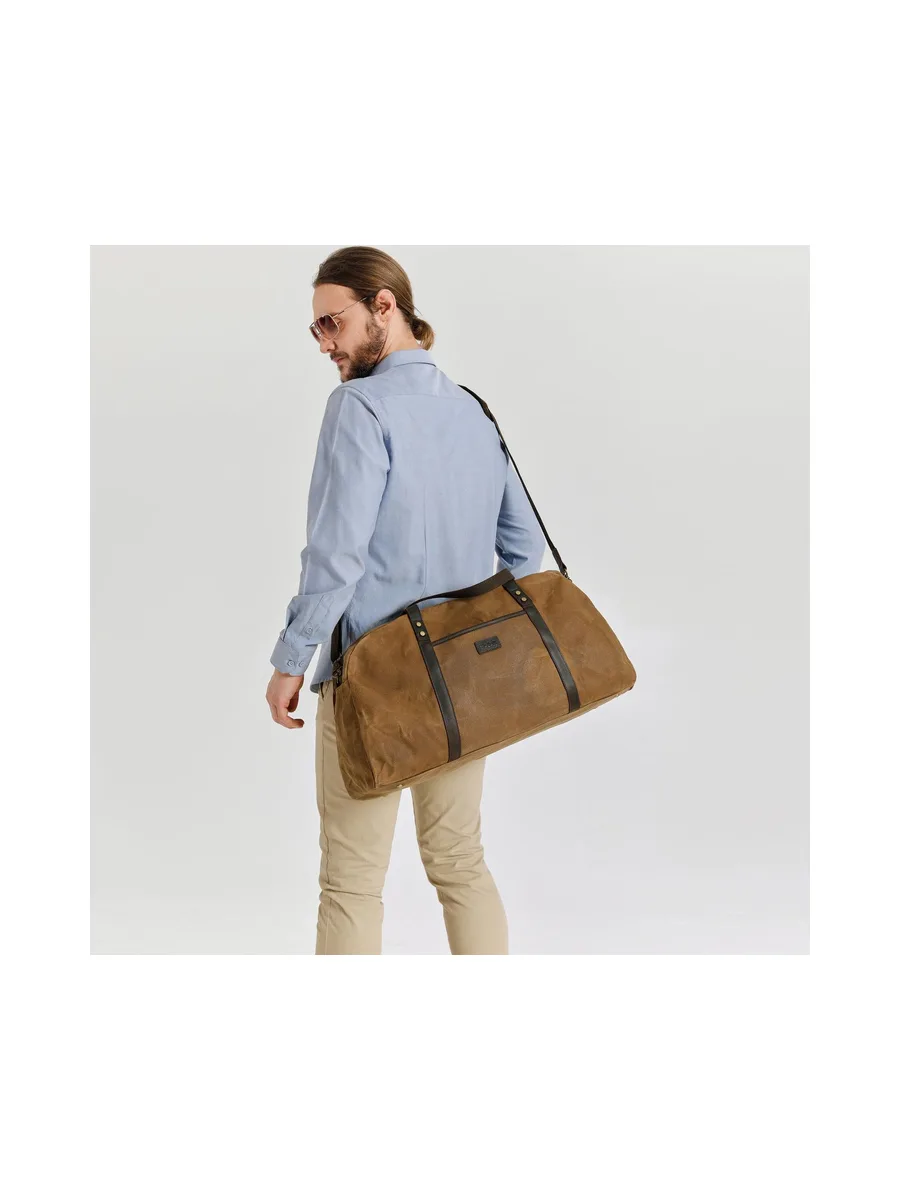 BOB - Sac de voyage en cuir véritable et toile enduite - Bleu 13