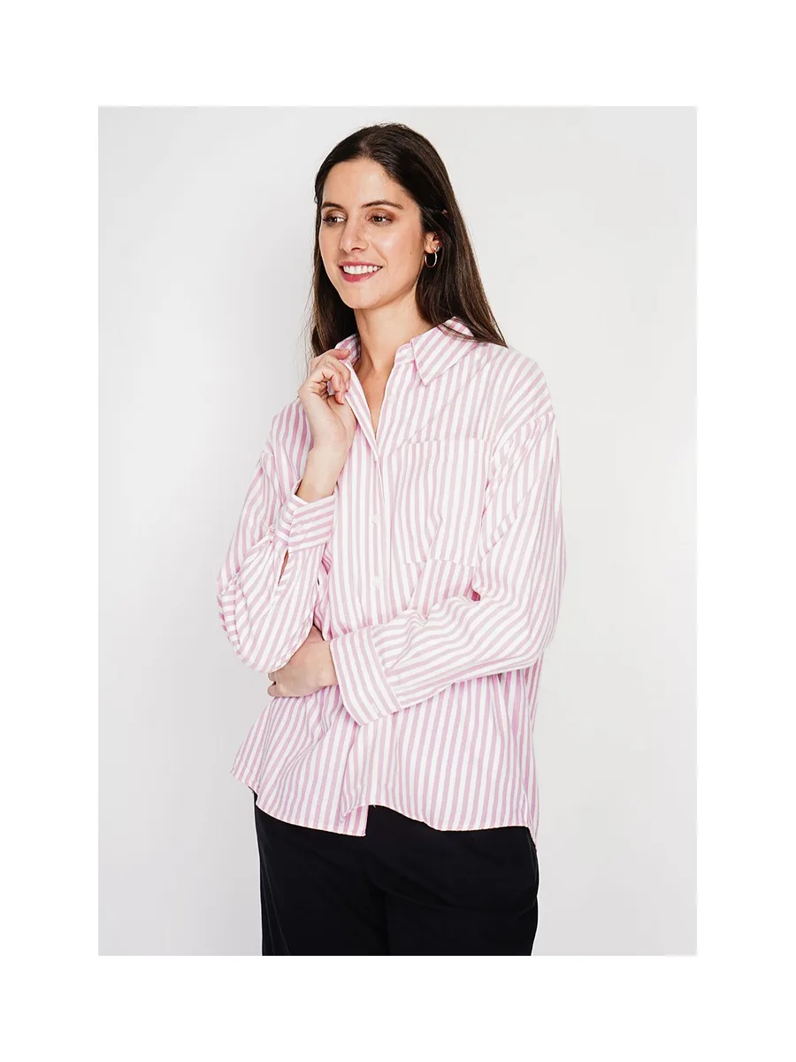 Chemise longue coupe oversize Poche poitrine à manches longues à reyure 14