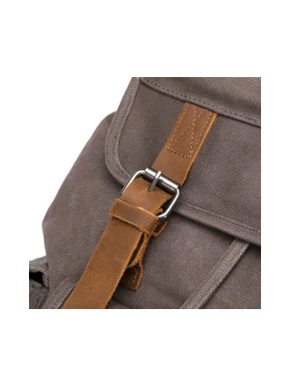 BILL - Sac à dos en cuir véritable et toile enduite - Bleu 24