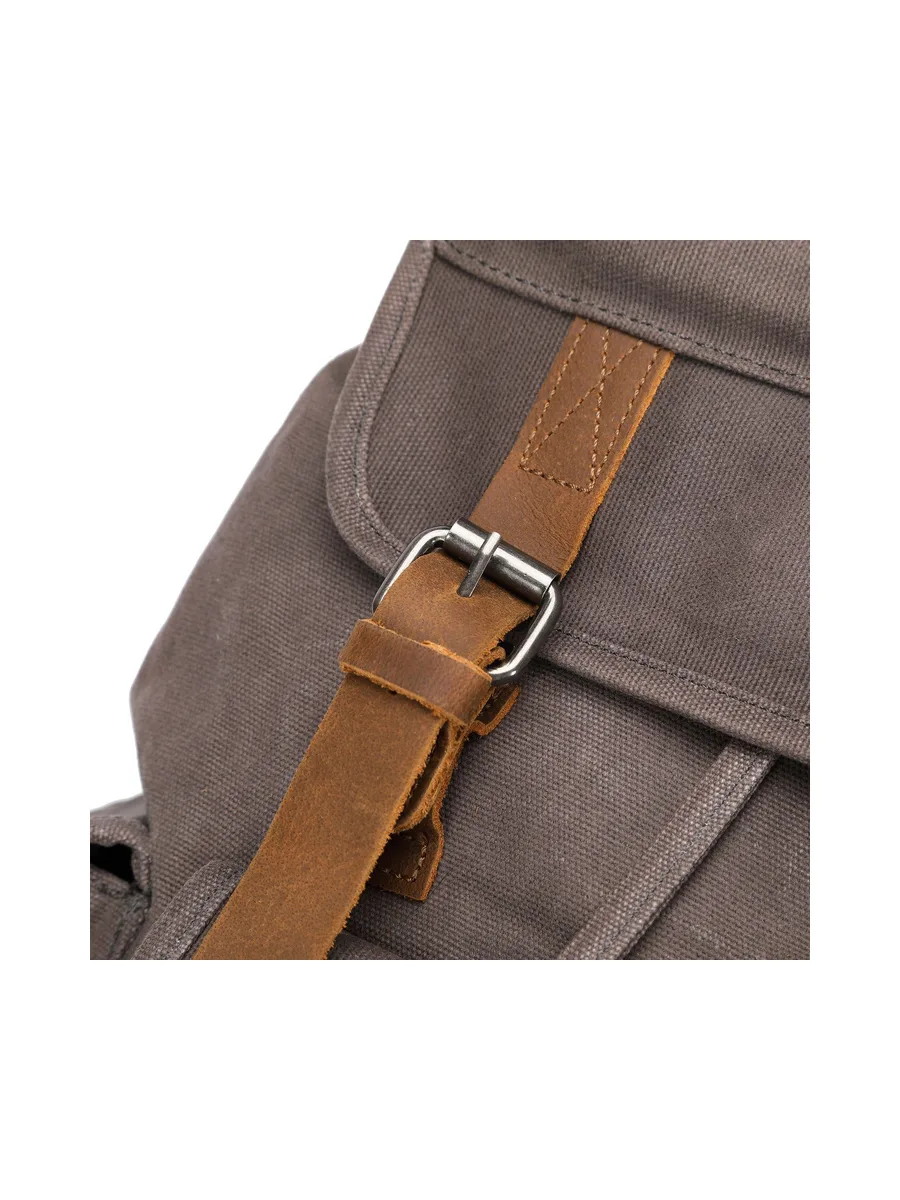 BILL - Sac à dos en cuir véritable et toile enduite - Bleu 57
