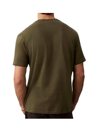 T-Shirt Kaki Foncé Homme Calvin Klein Jeans Badge L4G 2