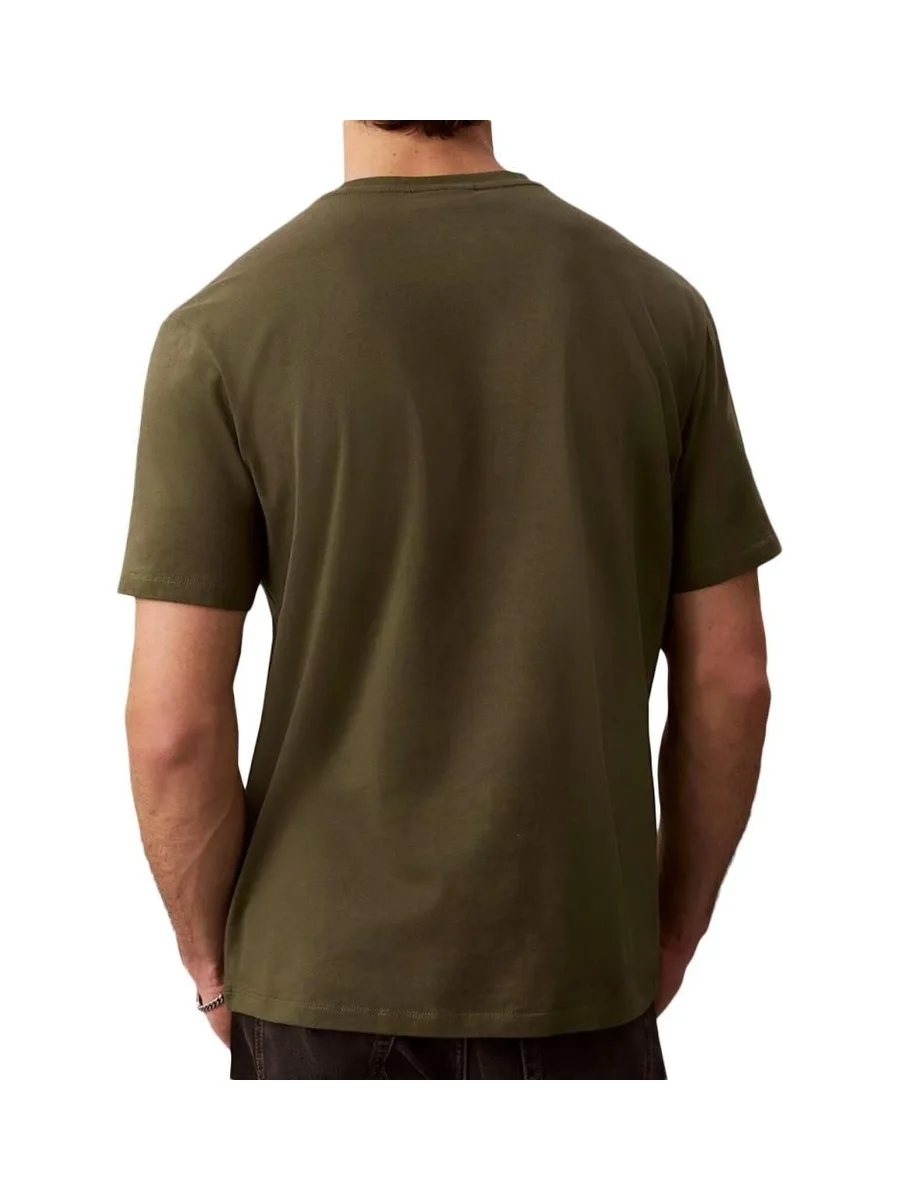 T-Shirt Kaki Foncé Homme Calvin Klein Jeans Badge L4G 3