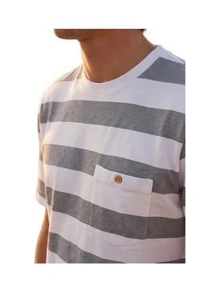 T-Shirt Blanc/Marine Homme RMS26 Rayures 2