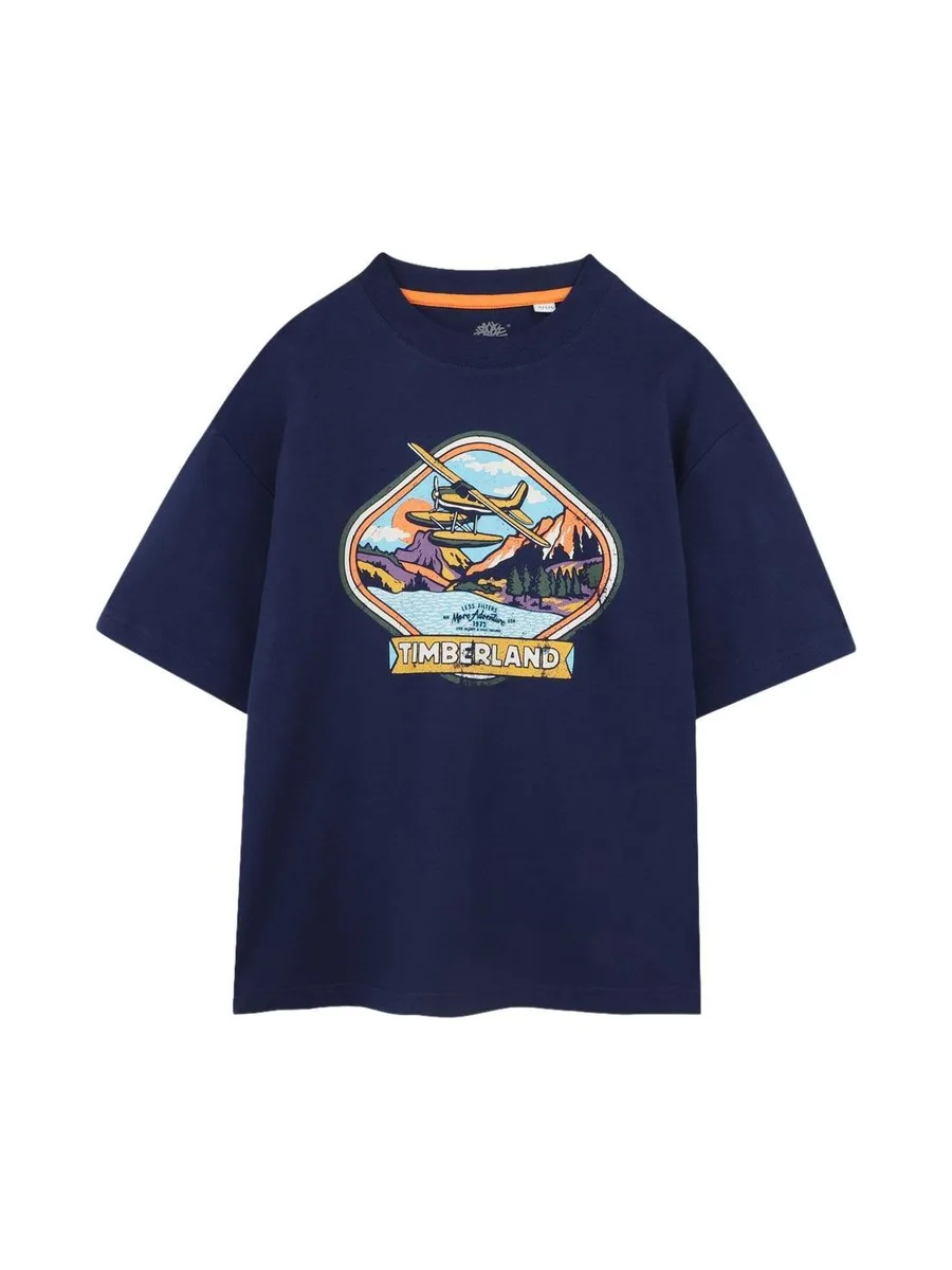 T-Shirt Bleu Garçon TimberlandT60433 2