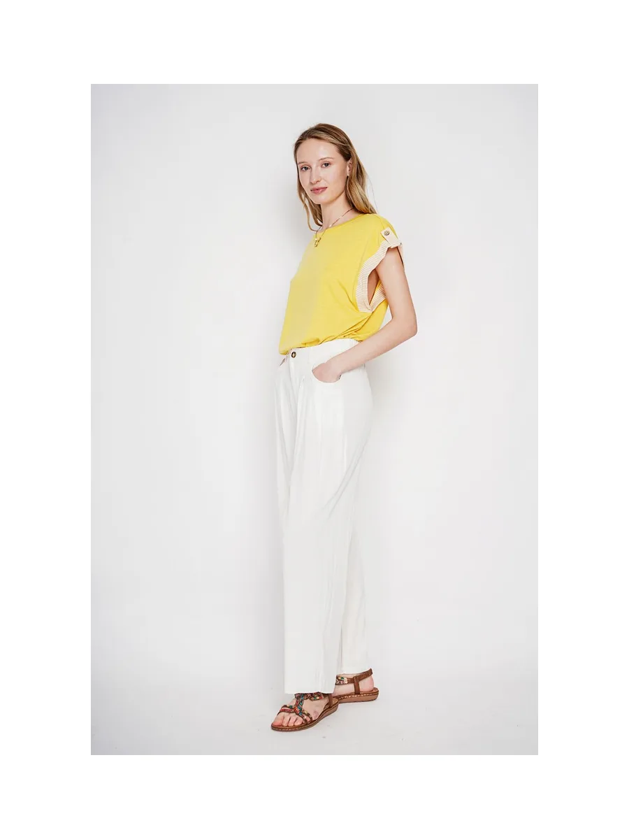 T-shirt col rond coupe oversize manches court avec patte boutons 11