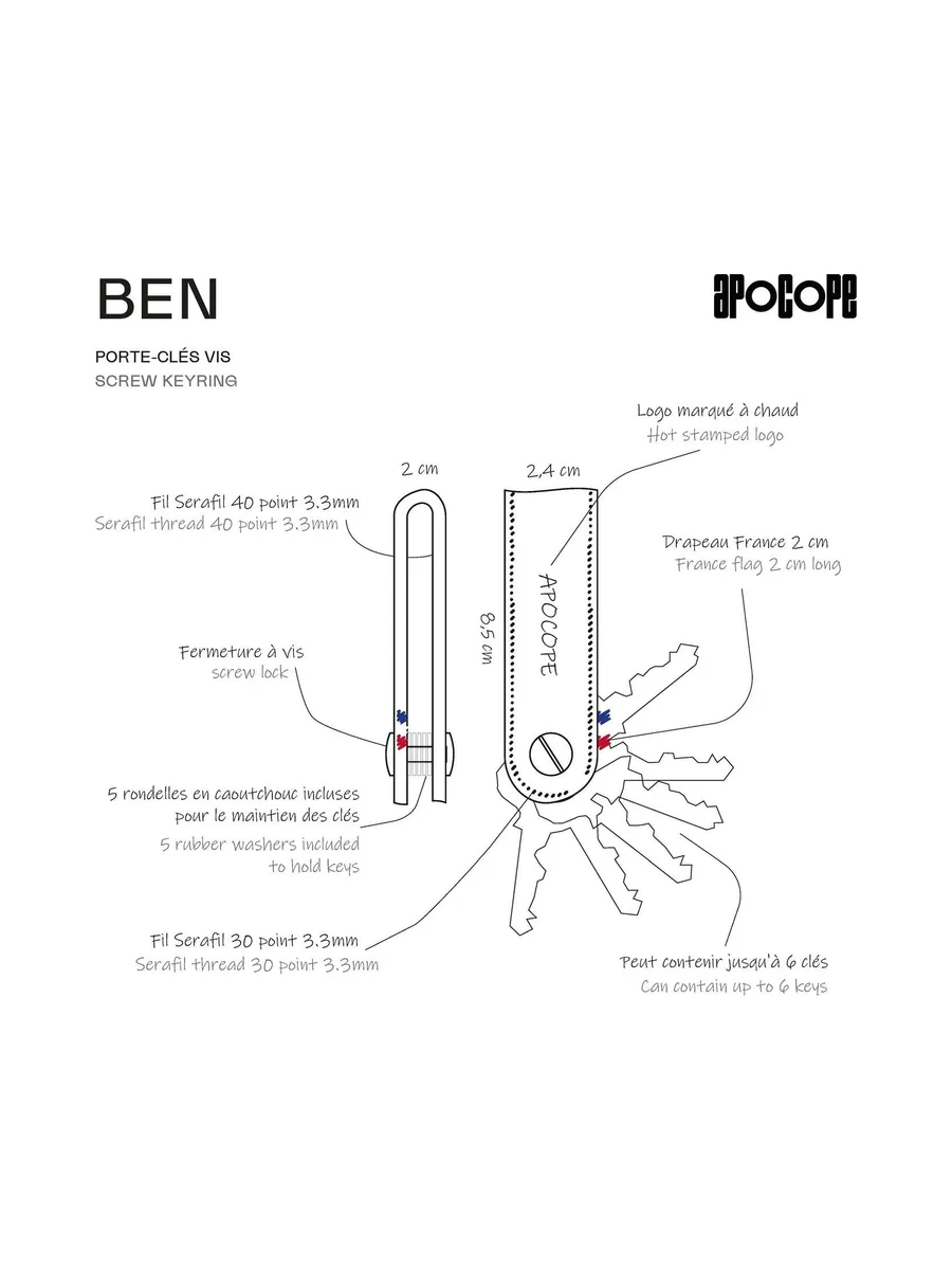 BEN - Porte-clés vis en liège - Naturel 54