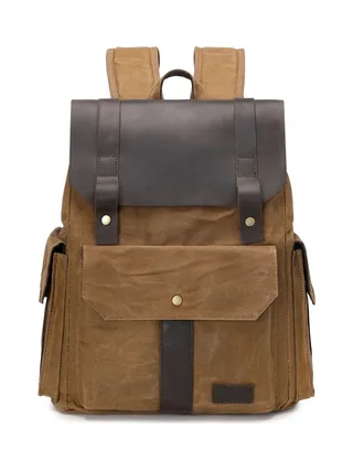 ALI - Sac à dos en cuir véritable et toile enduite - Bleu 9