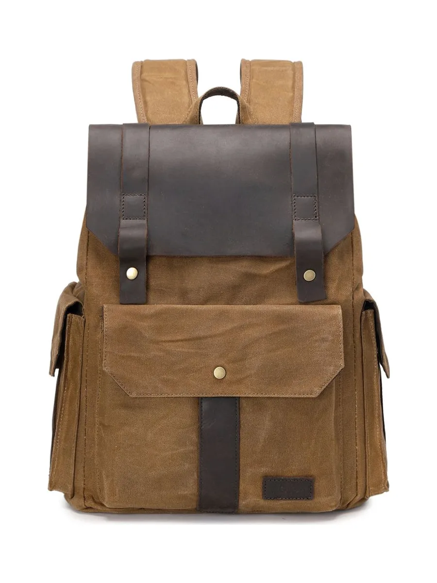 ALI - Sac à dos en cuir véritable et toile enduite - Bleu 42