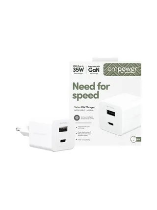 PanzerGlass empower™ by ® Turbo 35W Charger incl. USB-C + USB-A | EU Plug | Silver White 2