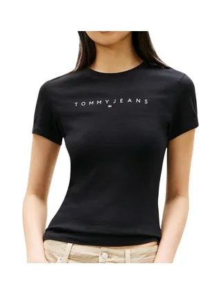 T-shirt Slim Noir Femme Tommy Hilfiger Linear 1