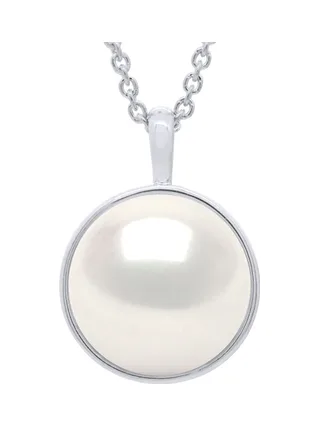 Collier Véritable Perle d'Eau Douce Bouton 10-11 mm — Or Blanc 375 Millièmes — 42 cm 1