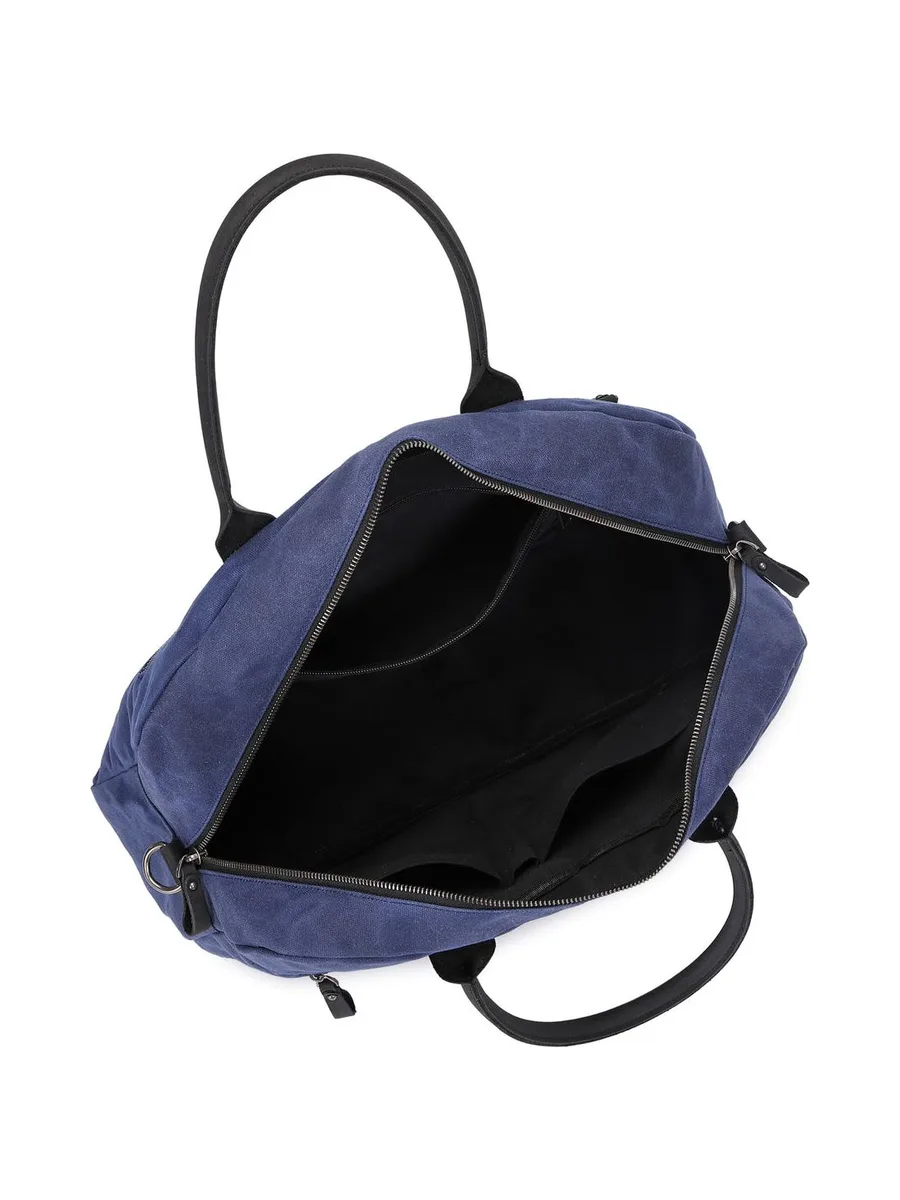 BART - Sac week-end en cuir véritable et toile enduite - Bleu 6