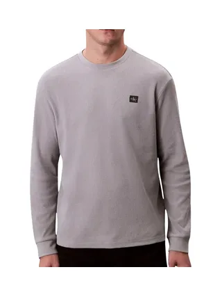 Sweat Gris Homme Calvin Klein Jeans Waffle Badge 1