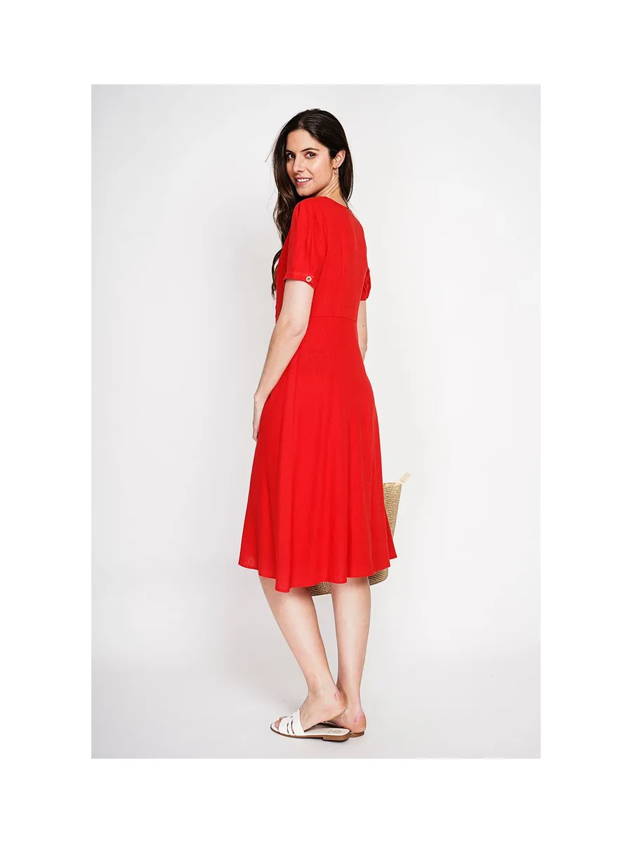 Robe longue boutonnée devant à manche court 15